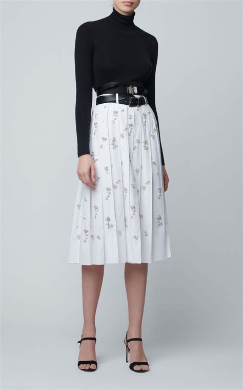 prada embellished mini skirt|prada pleated midi skirt.